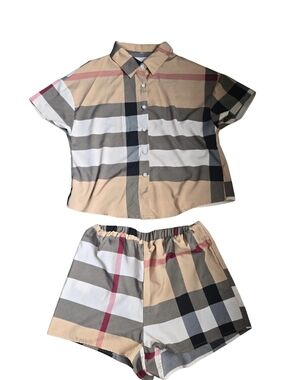 Women's Checked Two-Piece Short Set